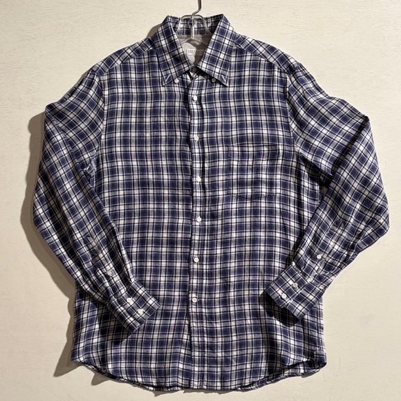 Brunello Cucinelli Other - Brunello Cucinelli Navy Linen Checkered Shirt